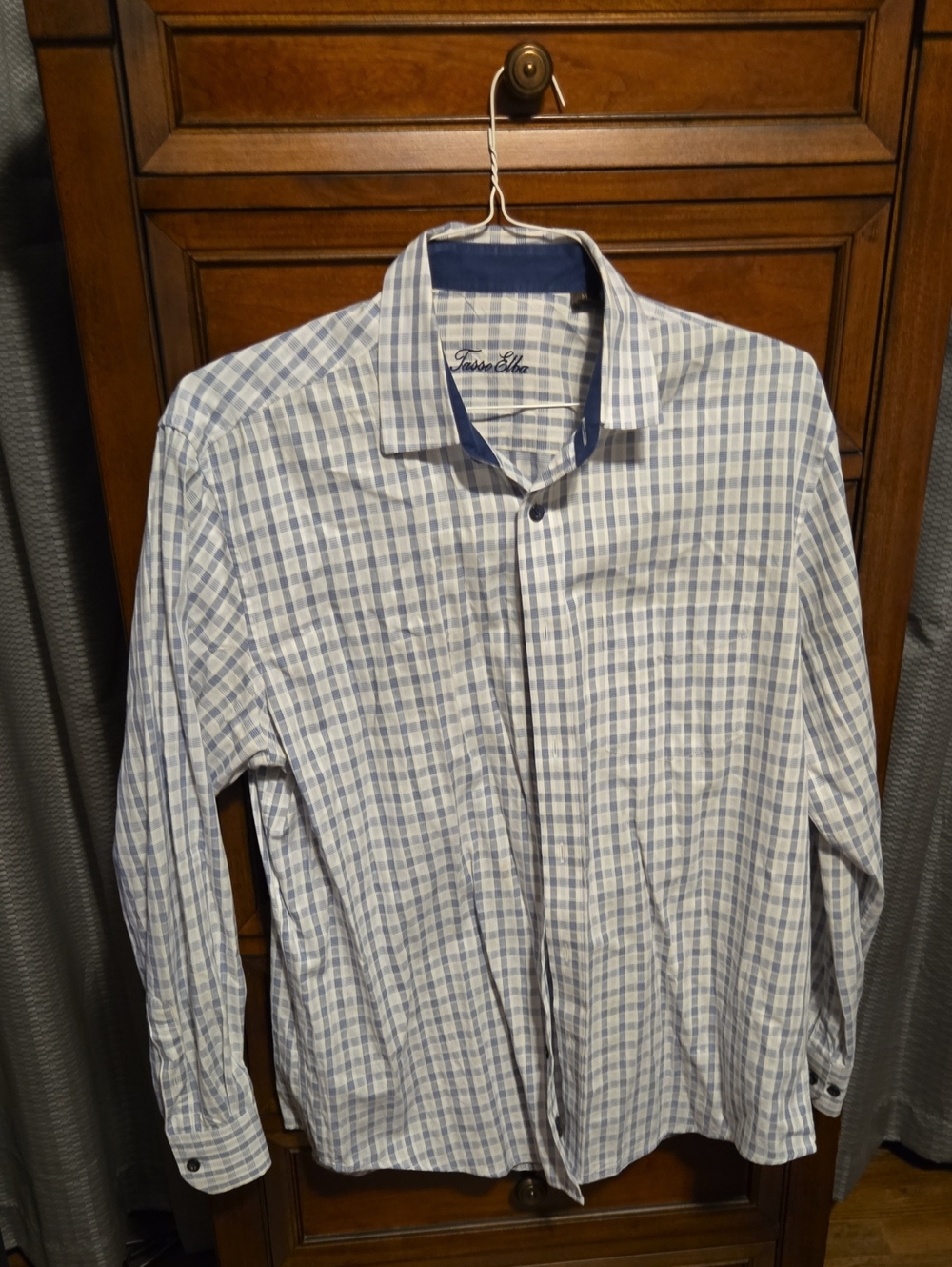 Classic Men's Light Blue Check Dress Shirt